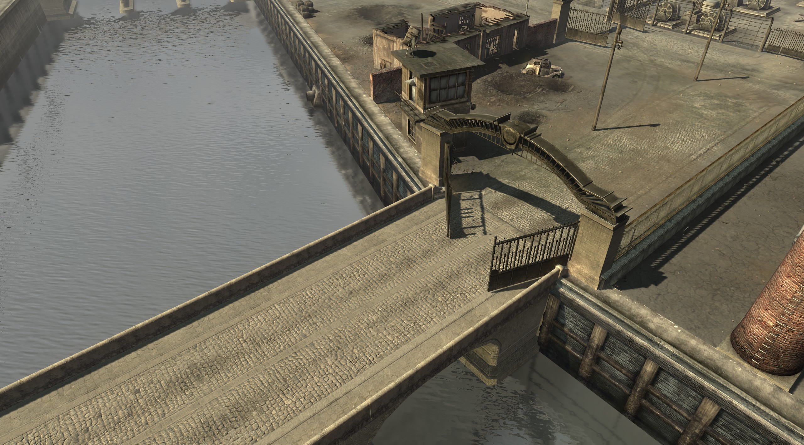 An example of one of the bridges with a gap large enough for infantry, but blocking jeeps/motorcycles.