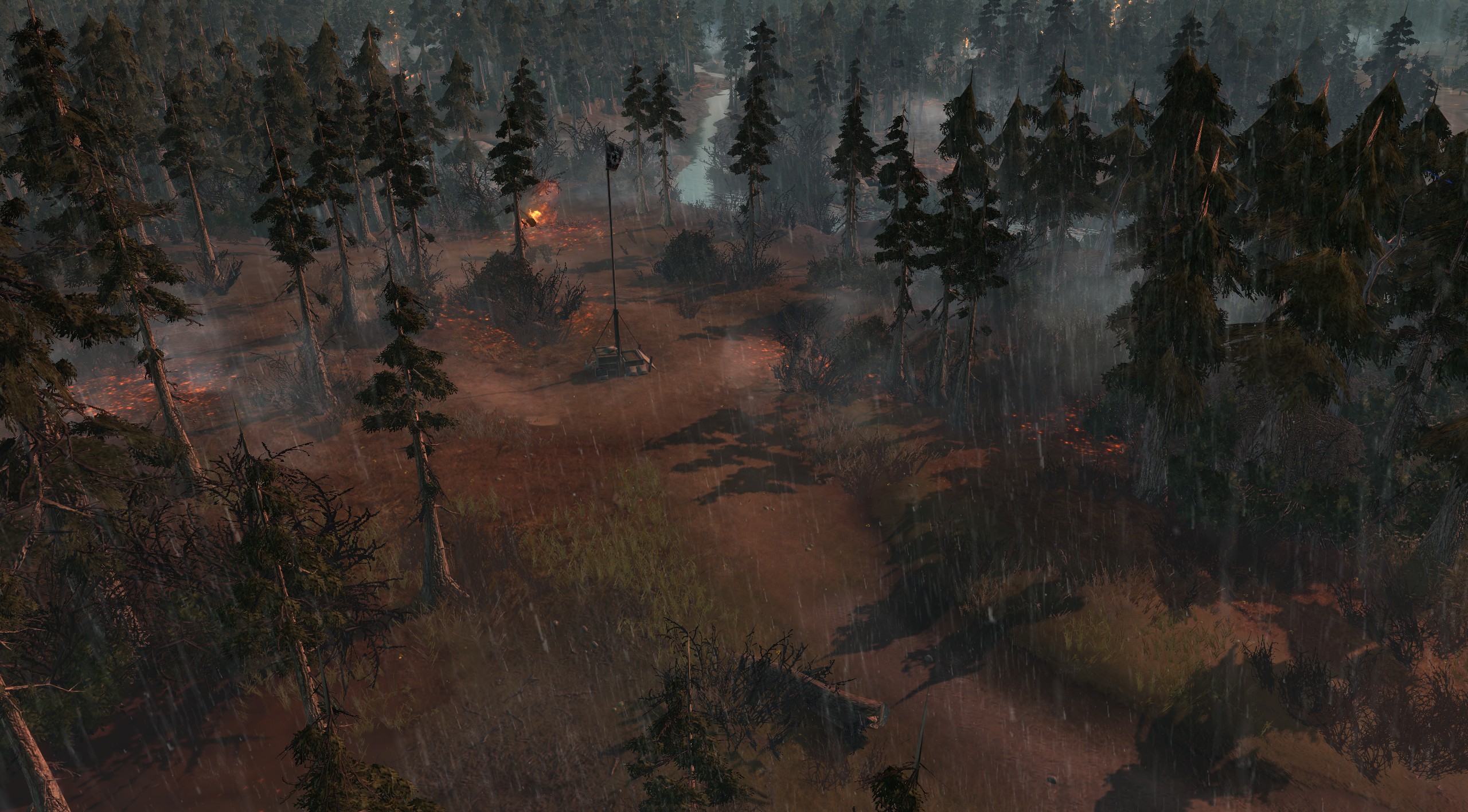 The western half of the map was heavily pine forest, which was a first for CoH.